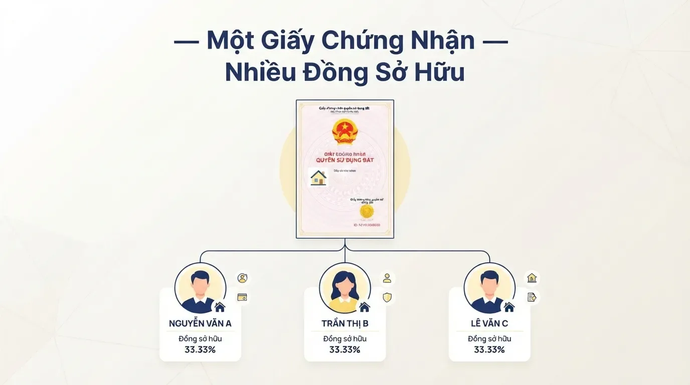 Nhà sổ chung cần làm rõ quyền của từng bên trước khi giao dịch. Minh họa nhà sổ chung có nhiều người đồng sở hữu