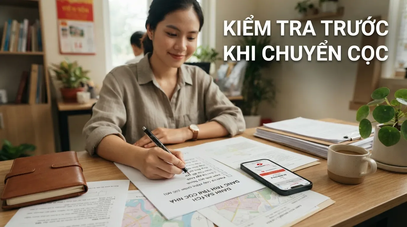 Chỉ nên chuyển cọc khi các điều kiện quan trọng đã được kiểm tra và ghi rõ. Checklist kiểm tra trước khi chuyển tiền đặt cọc mua nhà