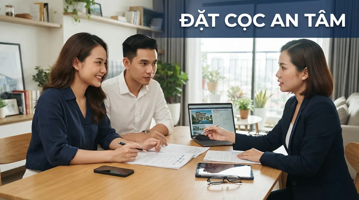 Đặt cọc nên bắt đầu bằng việc kiểm tra kỹ thông tin, không chỉ dựa vào cảm xúc thích căn nhà. Người mua nhà đang tìm hiểu đặt cọc mua nhà an toàn.