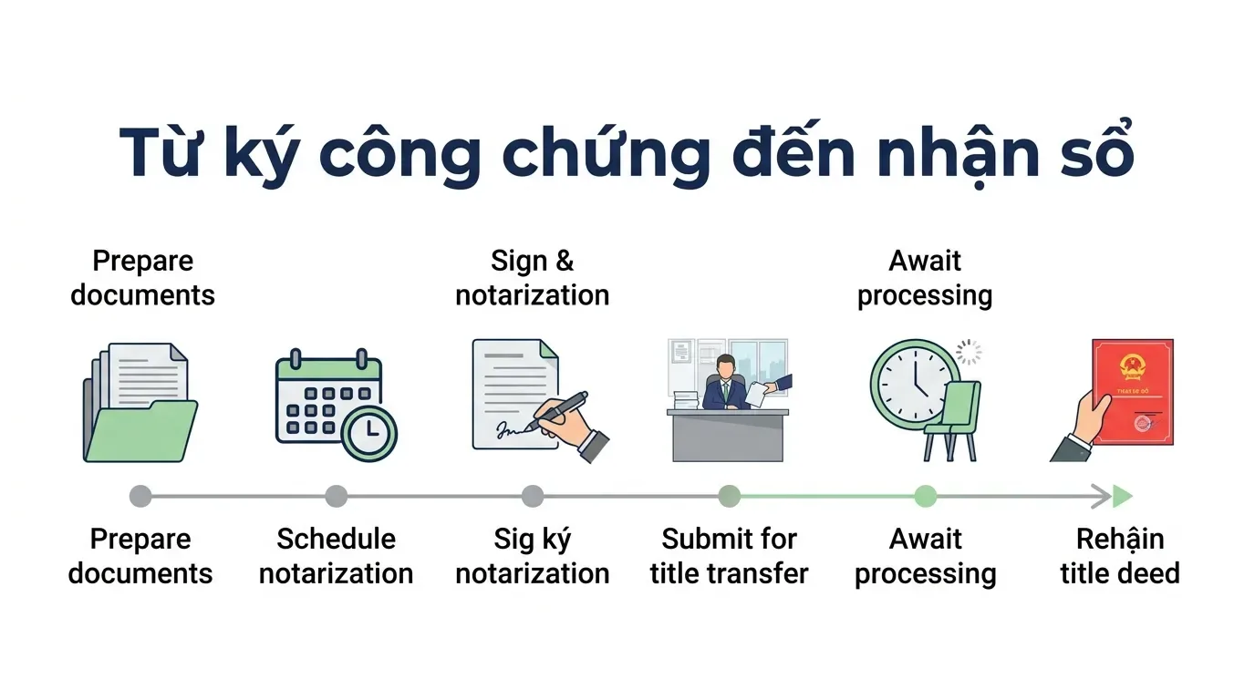 Timeline công chứng mua bán nhà đất đến khi nhận sổ.