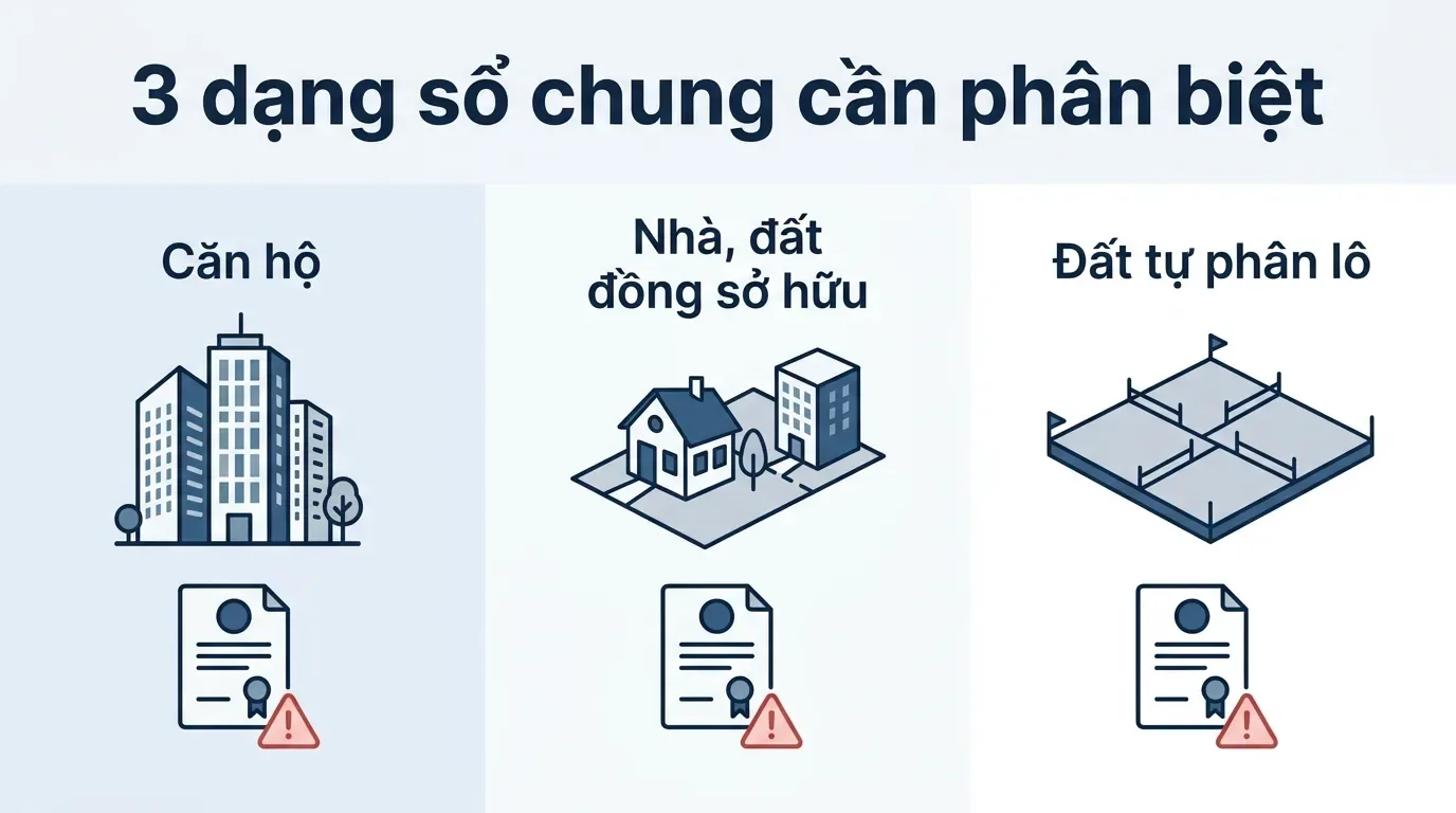 Phân biệt các loại sổ chung khi mua nhà đất.