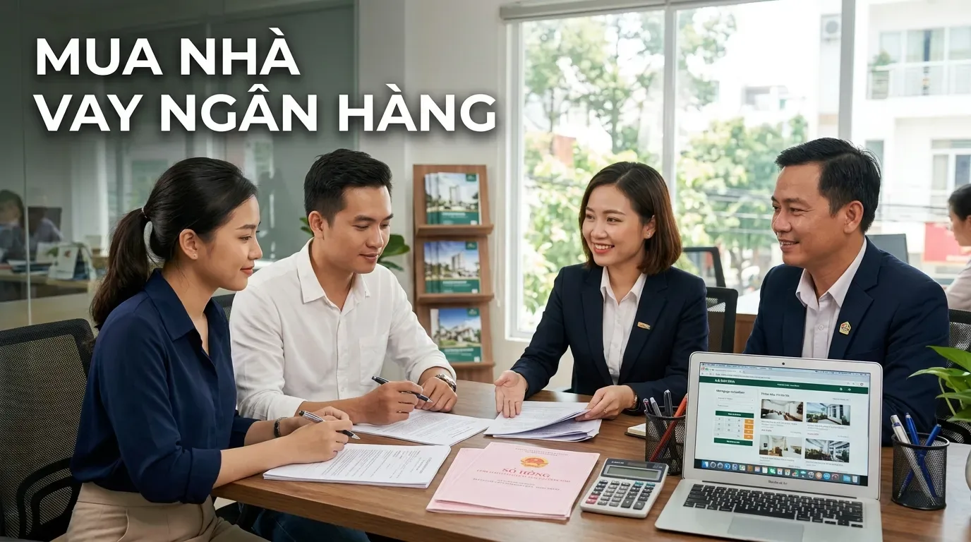 Người mua ký hợp đồng mua bán nhà 3 bên khi vay ngân hàng.