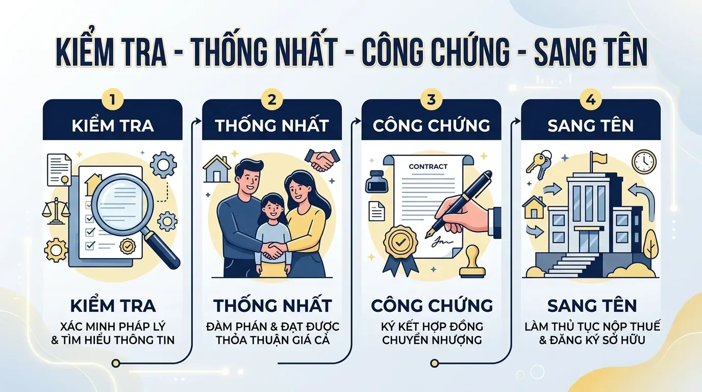 Quy trình chuyển sổ đỏ hộ gia đình sang tên cá nhân.