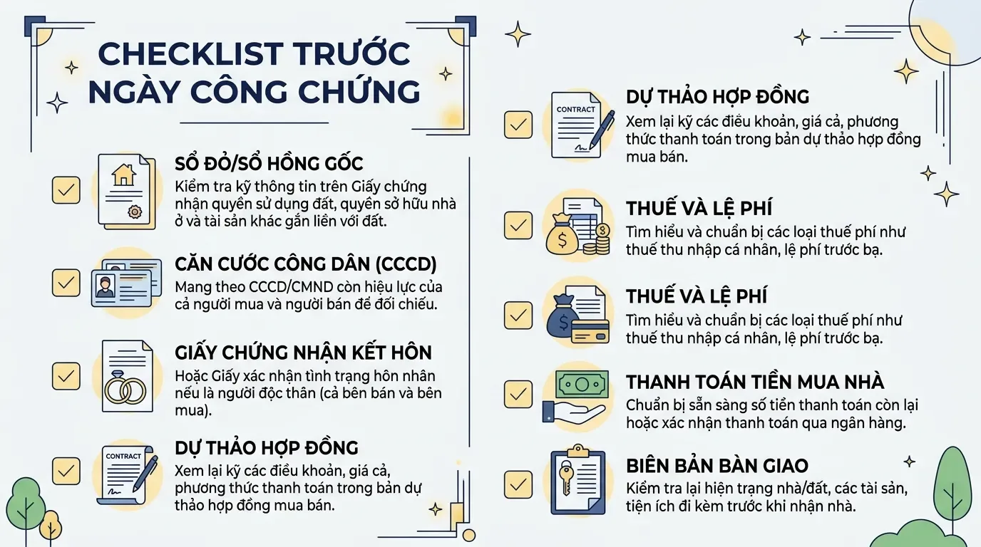 checklist công chứng mua bán nhà đất cho người mua nhà