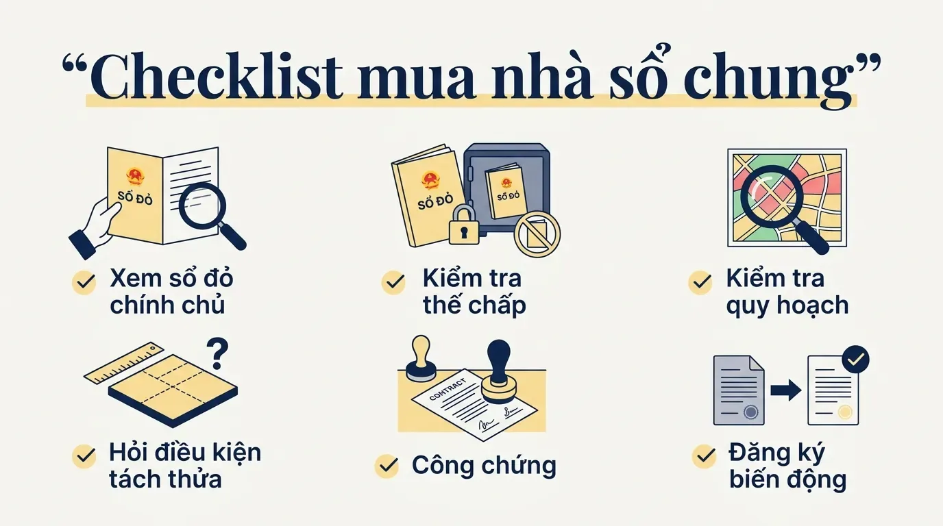 Checklist mua nhà sổ chung an toàn.