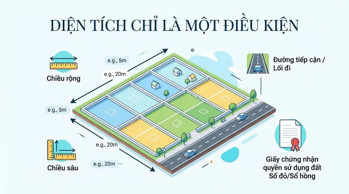 Điều kiện tách sổ đất thổ cư gồm diện tích, lối đi và quy hoạch.