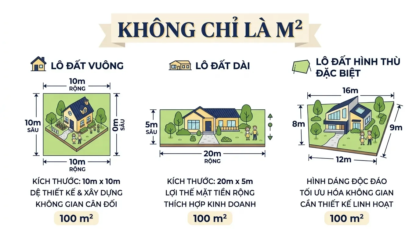 So sánh hình dạng thửa đất nhỏ khi tách sổ.
