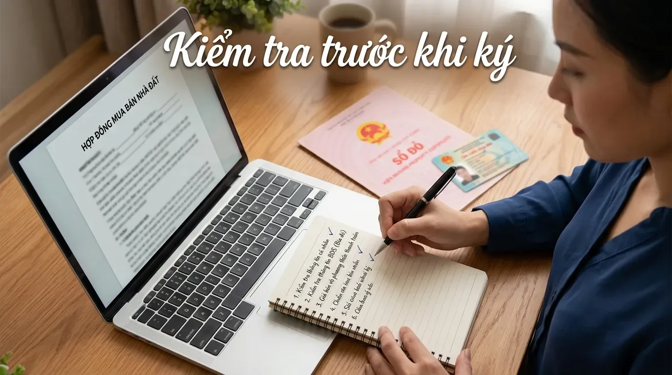Kiểm tra hợp đồng công chứng mua bán nhà đất trước khi ký.
