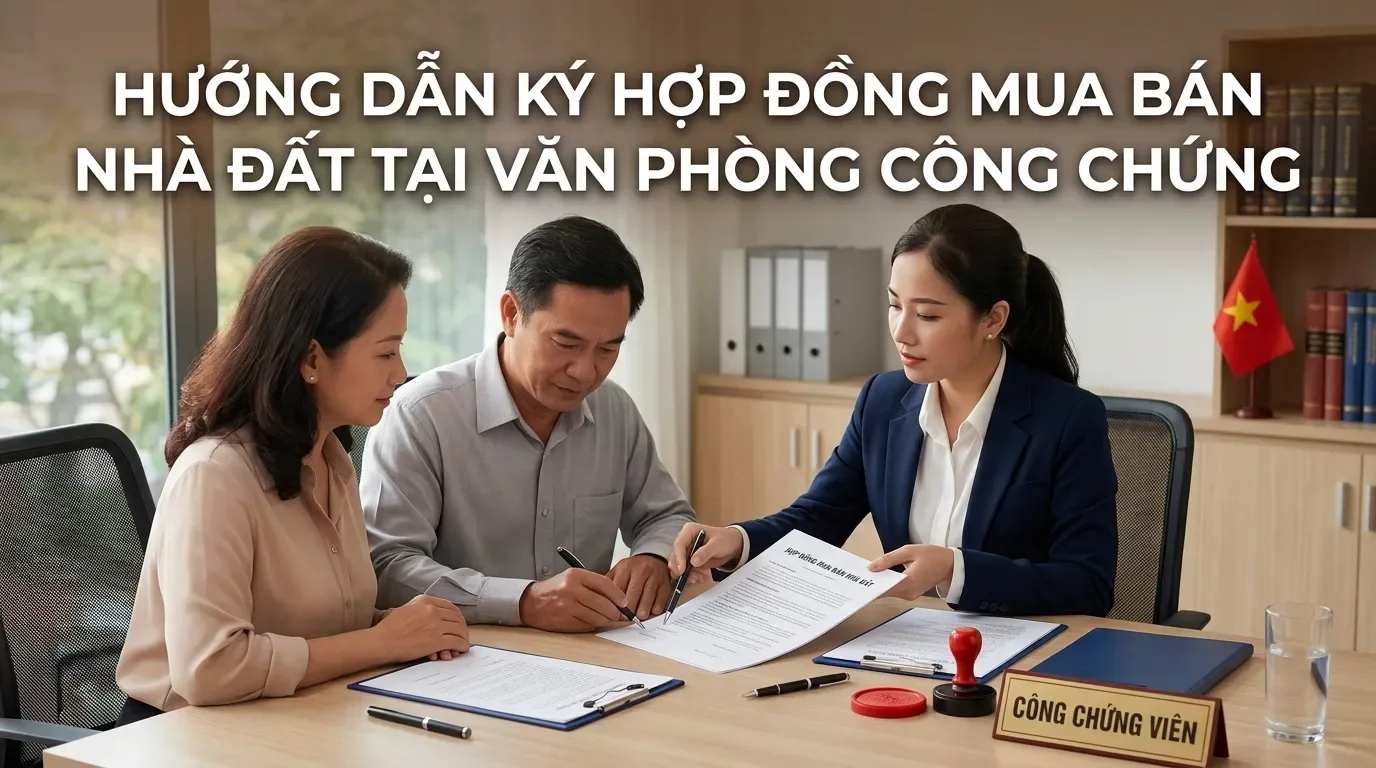 Công chứng hợp đồng mua bán nhà đất khi sang tên sổ đỏ.