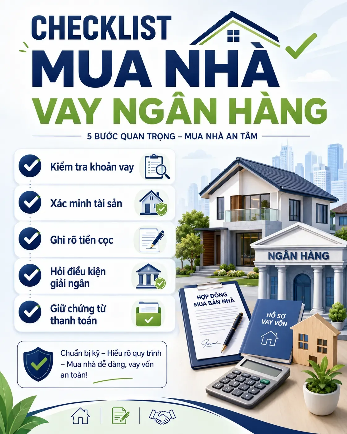 Checklist mua nhà vay ngân hàng cho người mua lần đầu.
