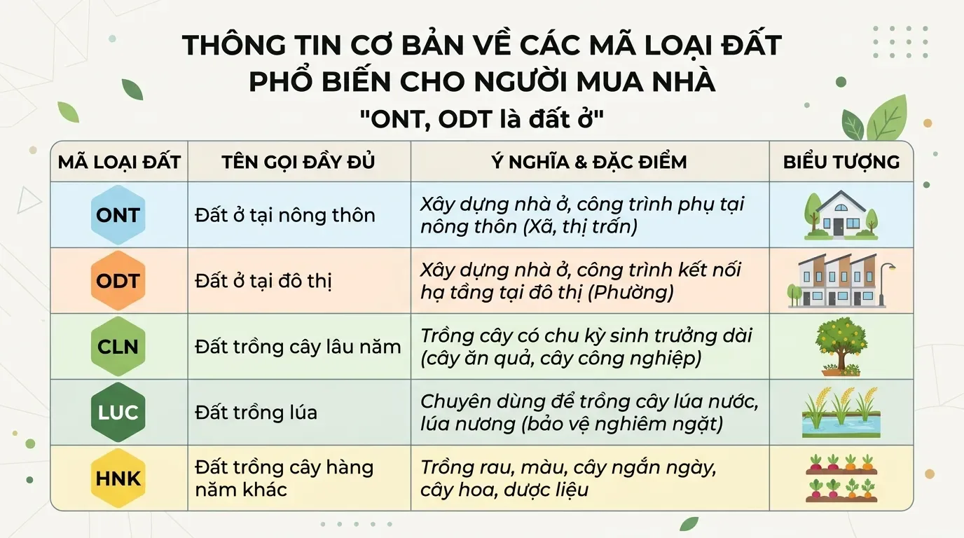 Ký hiệu đất thổ cư ONT ODT trên sổ đỏ