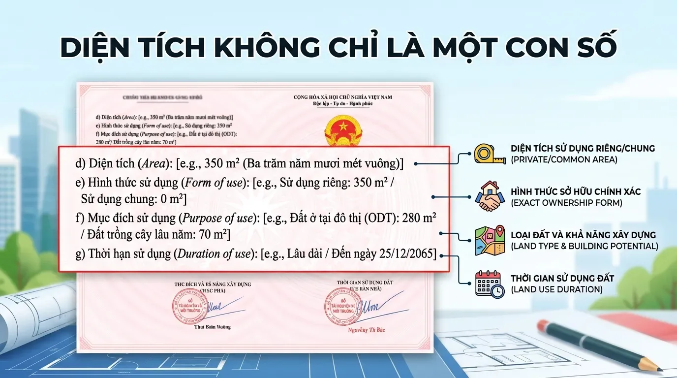 Cách xem diện tích đất trên sổ đỏ và mục đích sử dụng