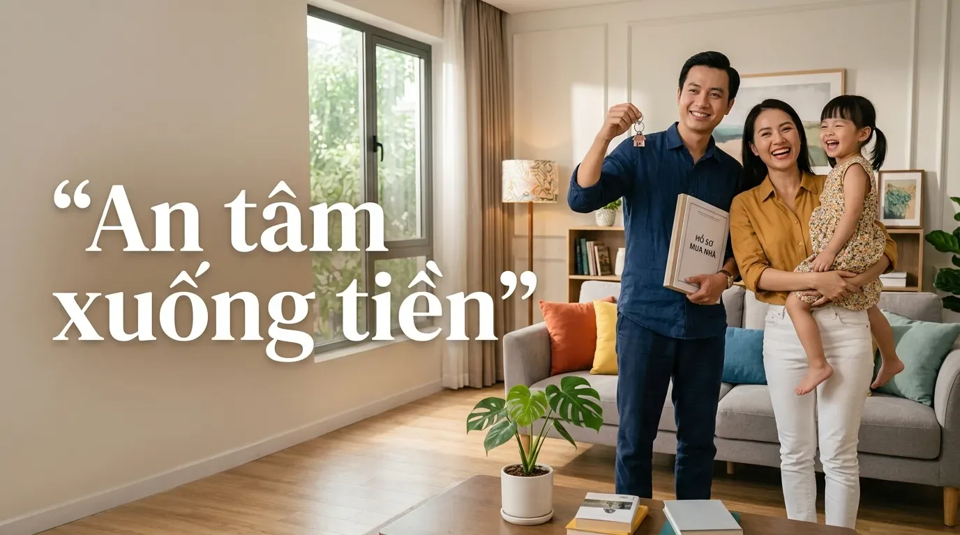 Gia đình an tâm sau khi công chứng mua nhà.
