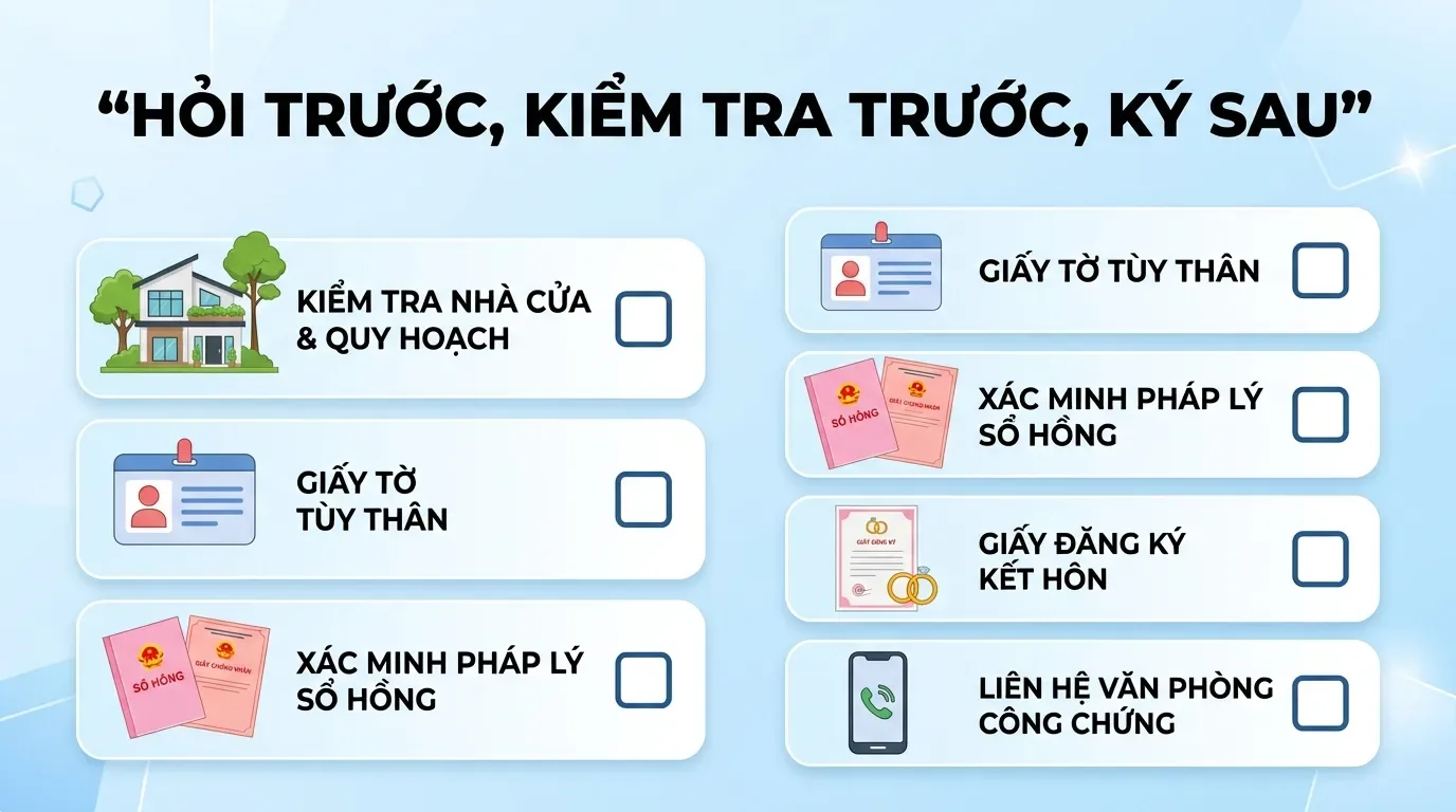 Checklist công chứng nhà đất cho người mua nhà.