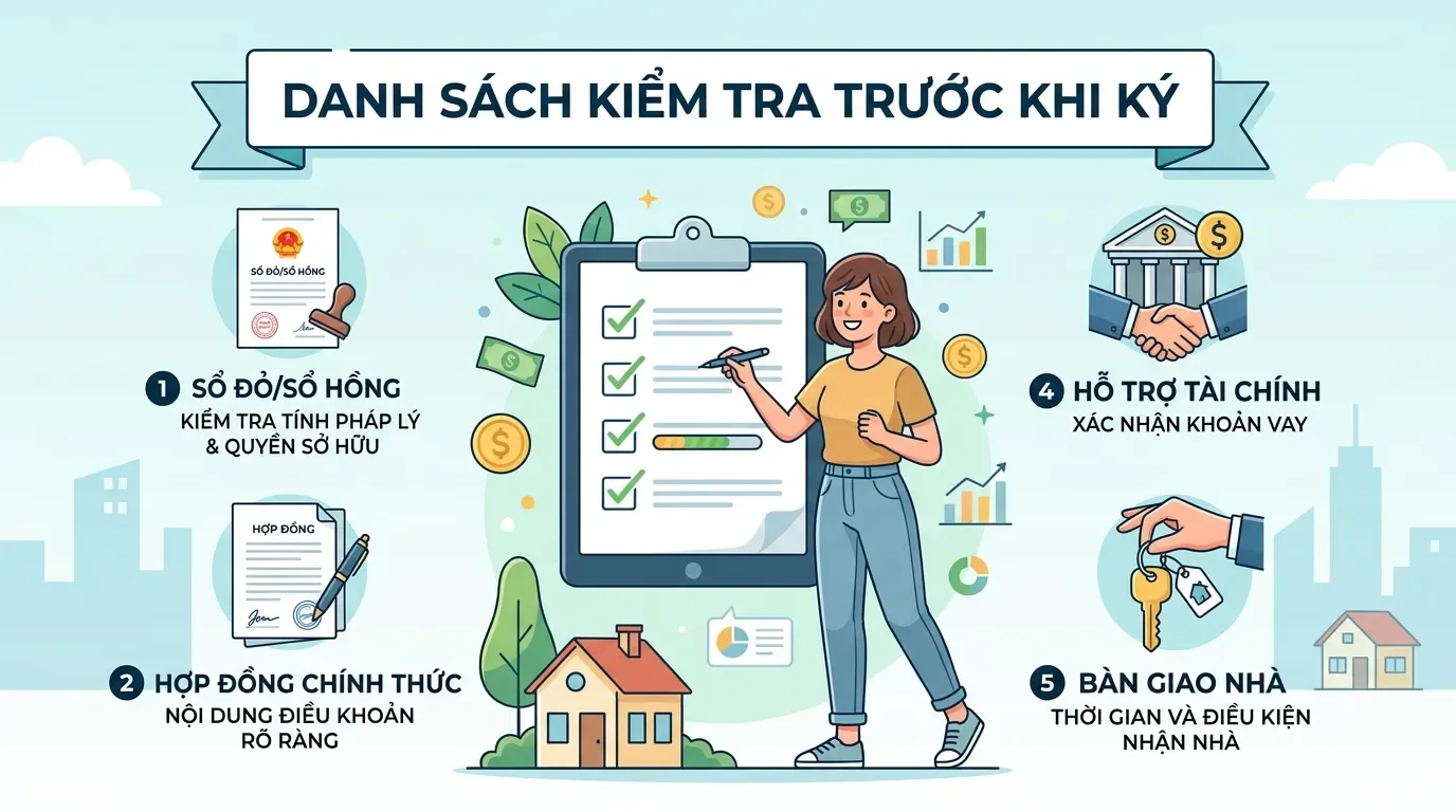Checklist kiểm tra trước khi ký hợp đồng mua bán nhà đất.