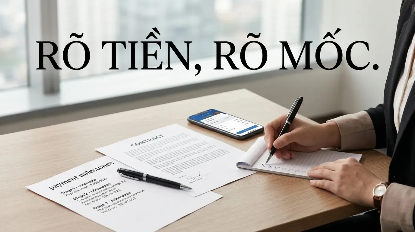Kiểm tra mốc thanh toán trong hợp đồng mua bán nhà đất.