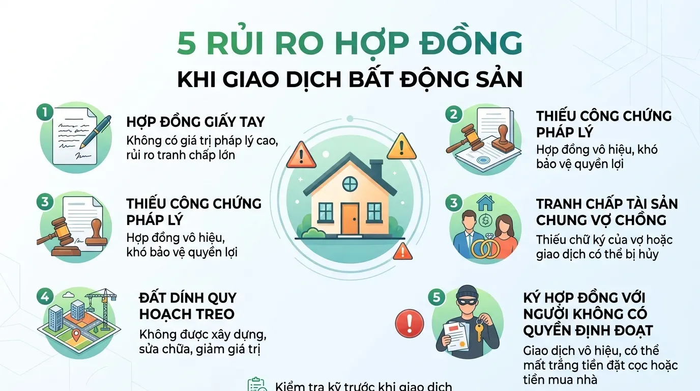 Các rủi ro trong hợp đồng mua bán nhà đất.