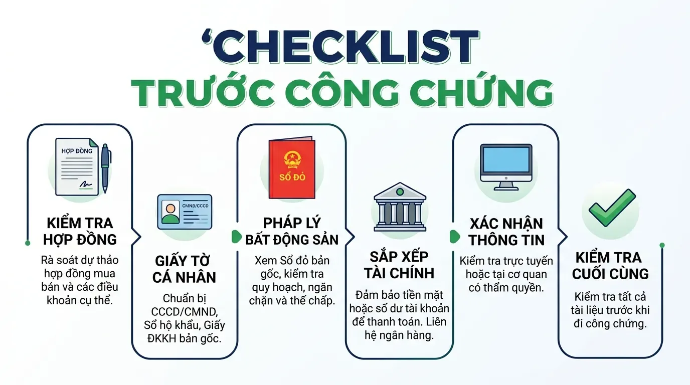 Checklist trước khi công chứng mua bán nhà đất.