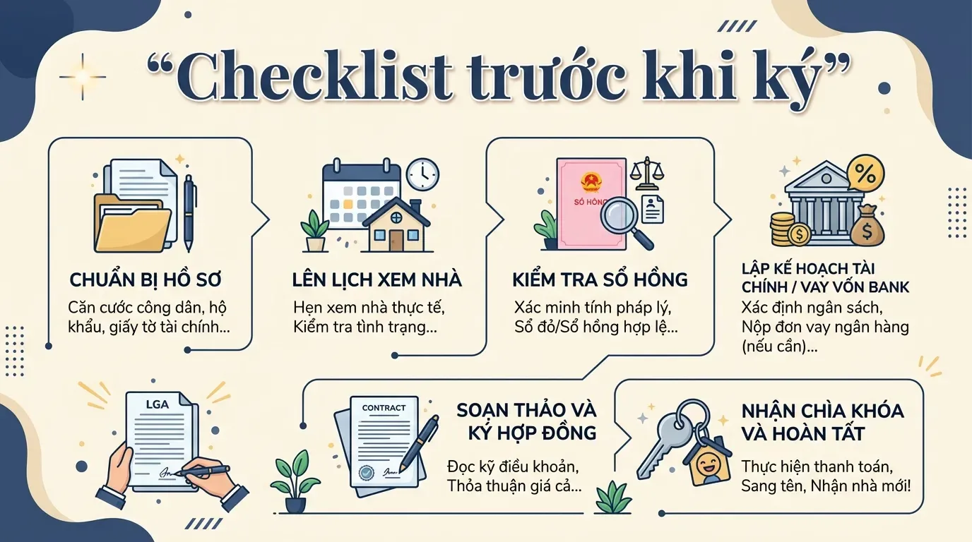 Checklist trước khi đặt cọc và công chứng nhà đất.