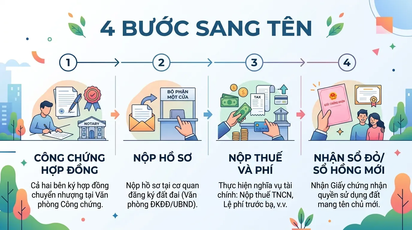 Quy trình thủ tục sang tên sổ đỏ sổ hồng