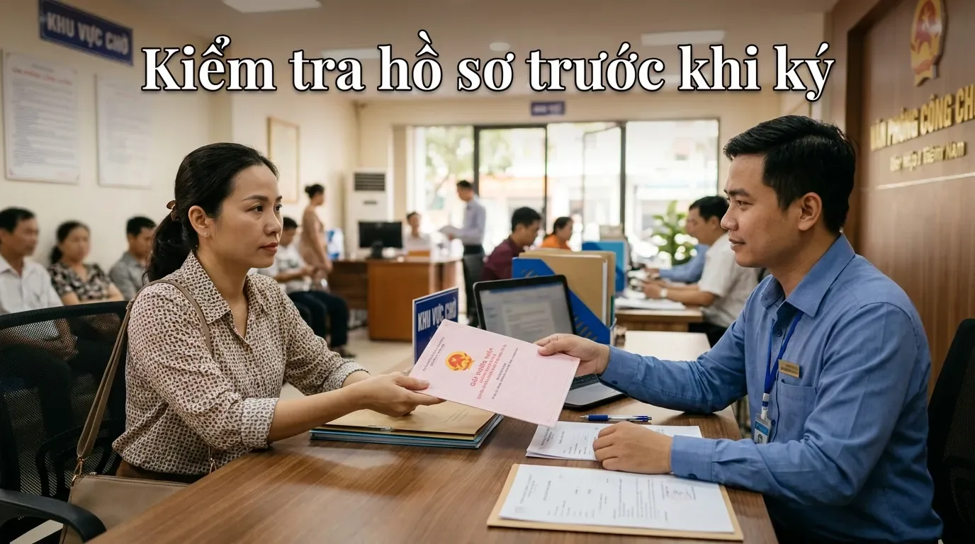 Kiểm tra hồ sơ nhà đất tại công chứng trước khi mua nhà.
