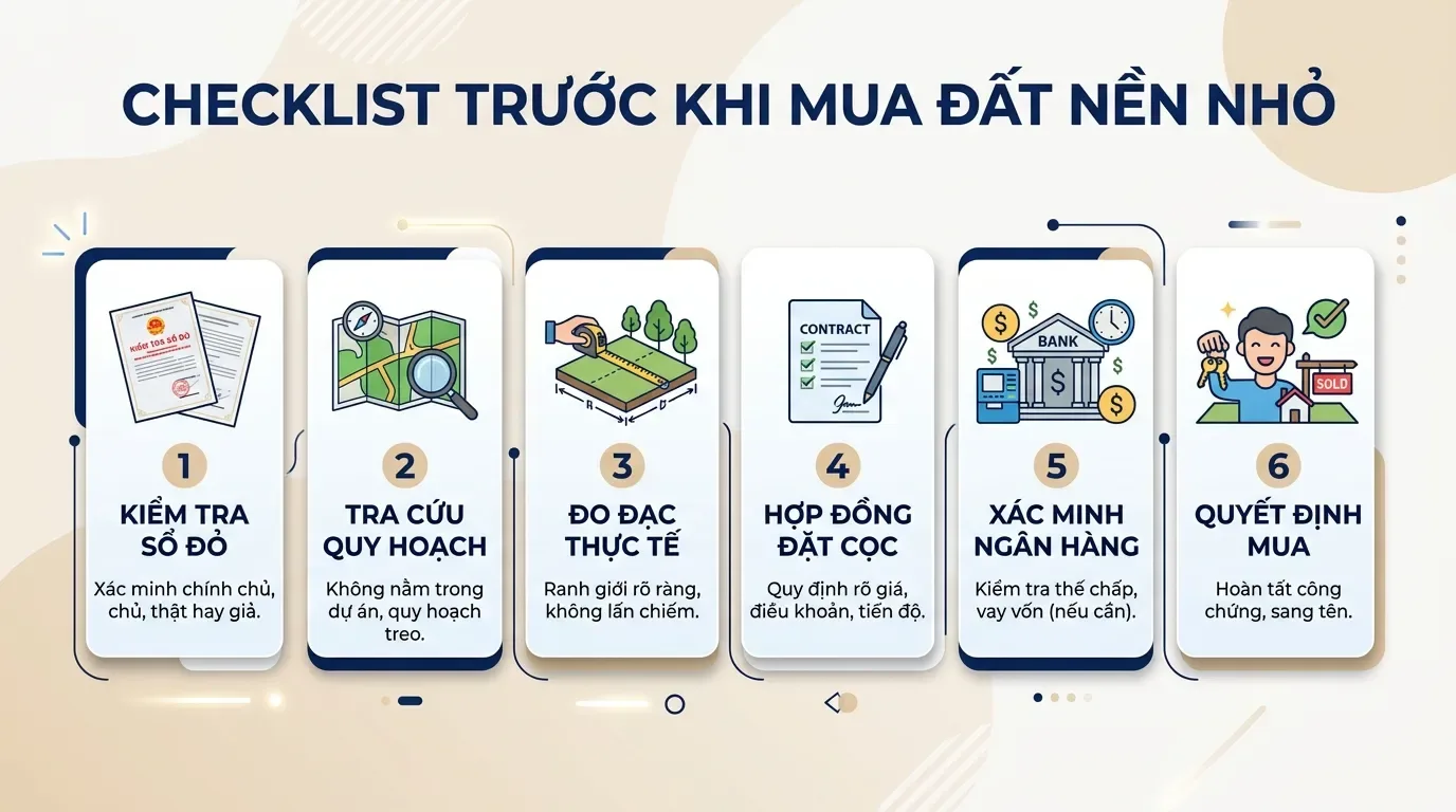 Checklist kiểm tra đất thổ cư nhỏ trước khi mua.