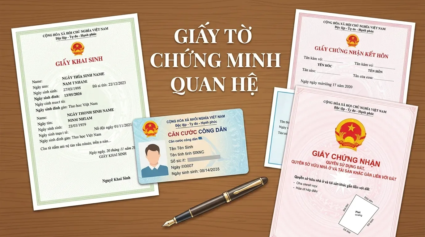 Giấy tờ chứng minh quan hệ khi sang tên nhà đất cho con.