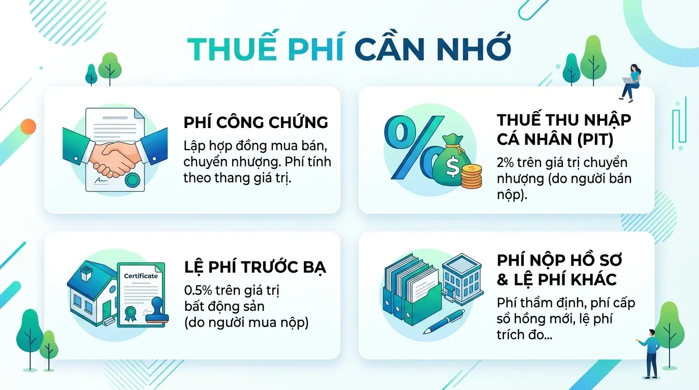 Các khoản phí sang tên mua bán nhà đất