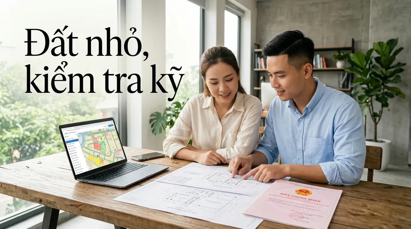 Người mua kiểm tra đất thổ cư nhỏ trước khi tách sổ.