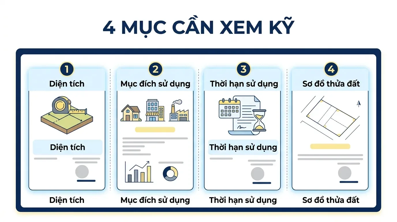 Các mục cần kiểm tra trên sổ đỏ khi xem đất thổ cư