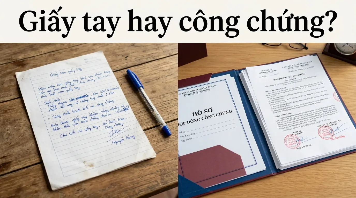 So sánh giấy tay và hợp đồng công chứng mua bán nhà đất.