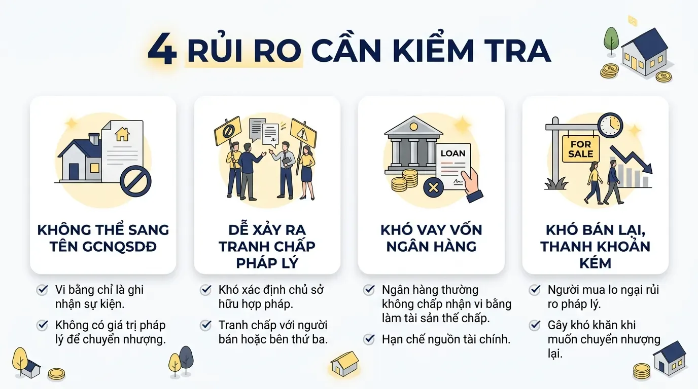 Rủi ro khi mua nhà công chứng vi bằng.