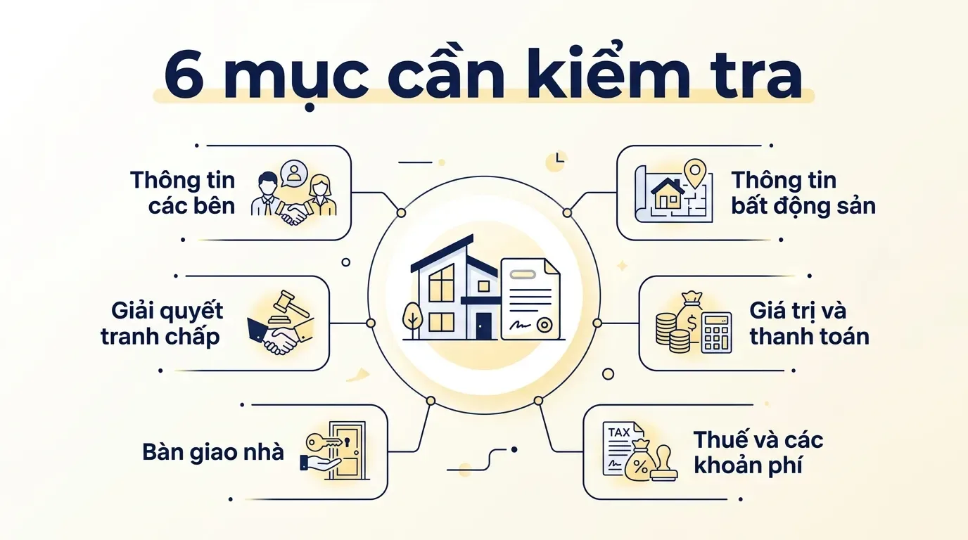Các nội dung quan trọng trong hợp đồng mua bán nhà đất.