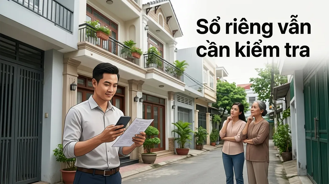 Người mua kiểm tra nhà sổ hồng riêng trước khi xuống tiền