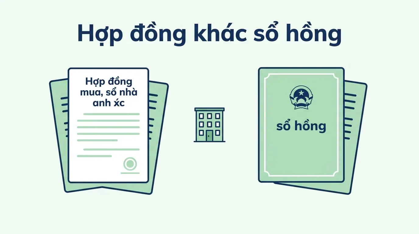 Phân biệt hợp đồng mua bán chung cư và sổ hồng.