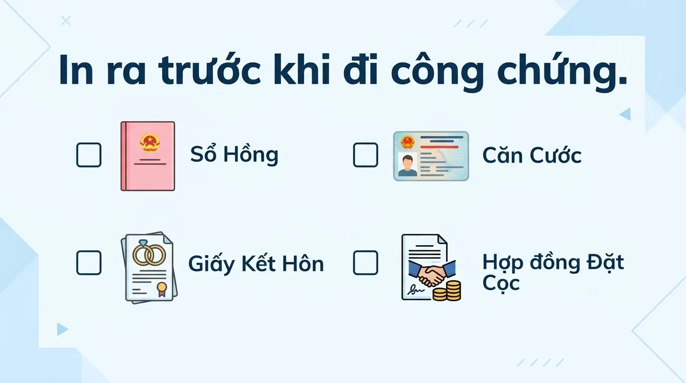 Checklist giấy tờ công chứng mua bán nhà đất.