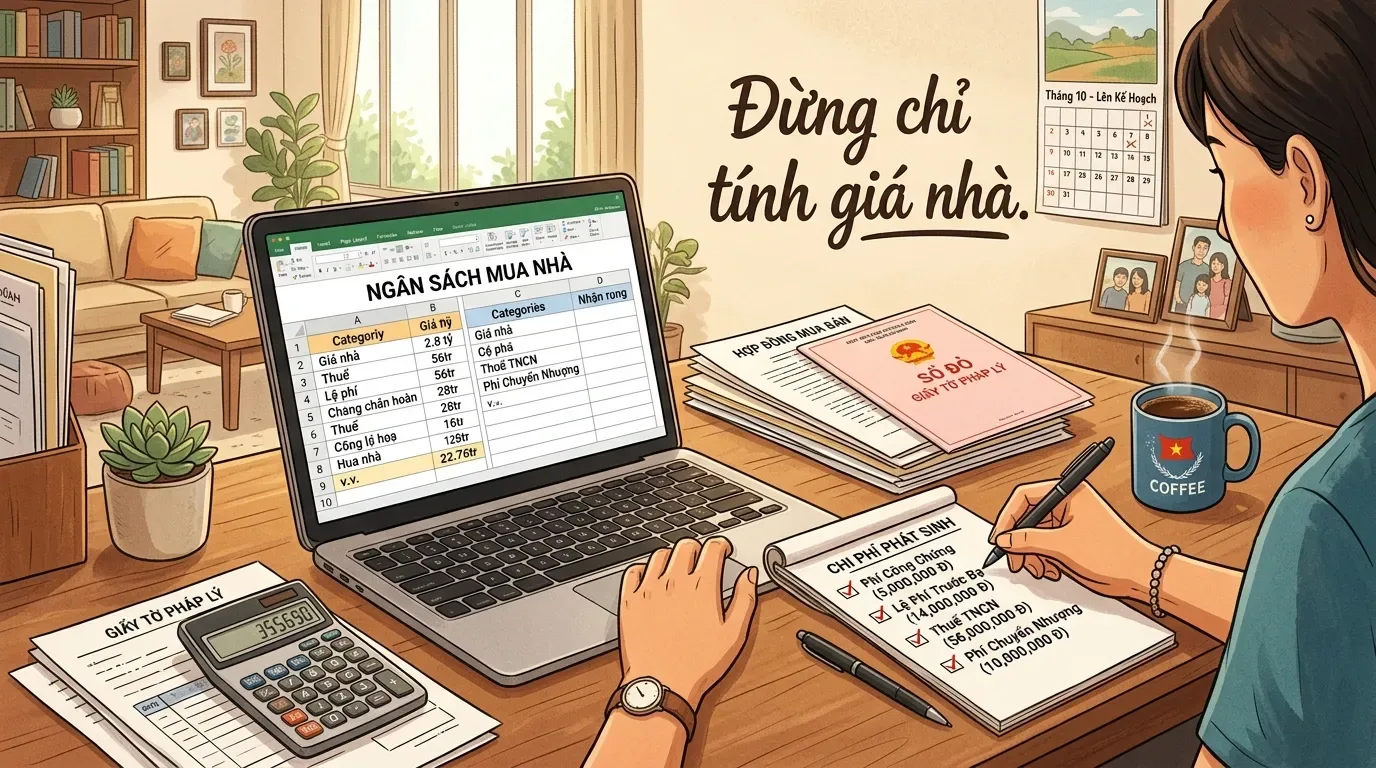 Tính toán chi phí mua nhà gồm công chứng trước bạ và sang tên.