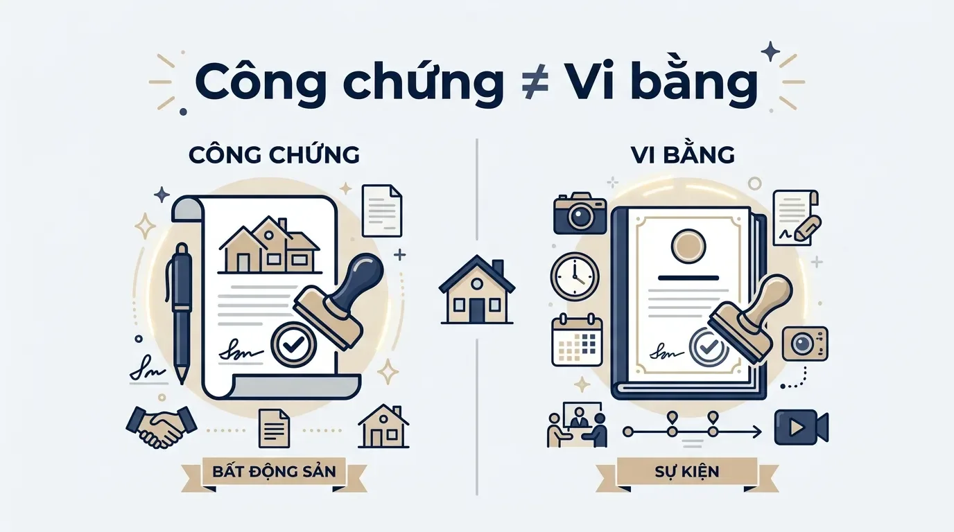 So sánh công chứng nhà đất và vi bằng.