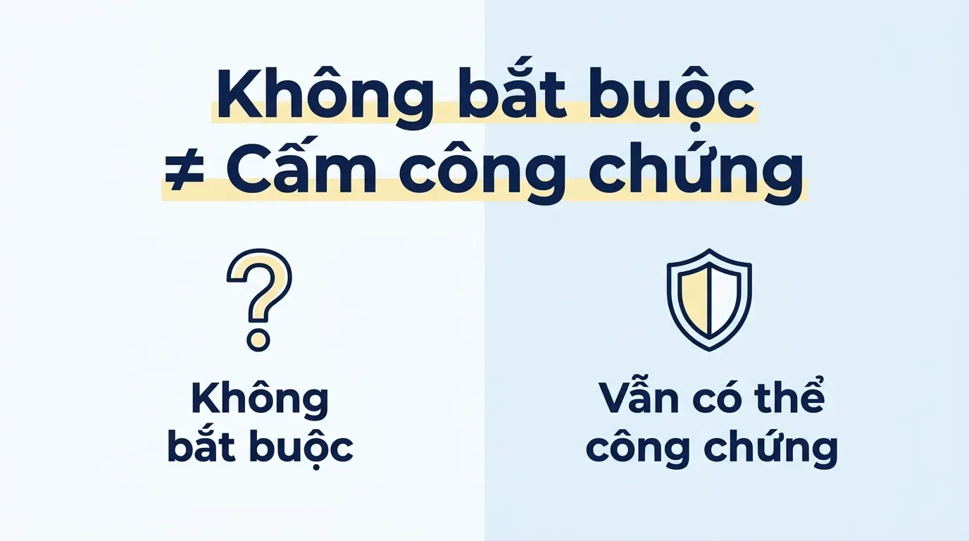Không bắt buộc công chứng khác với cấm công chứng