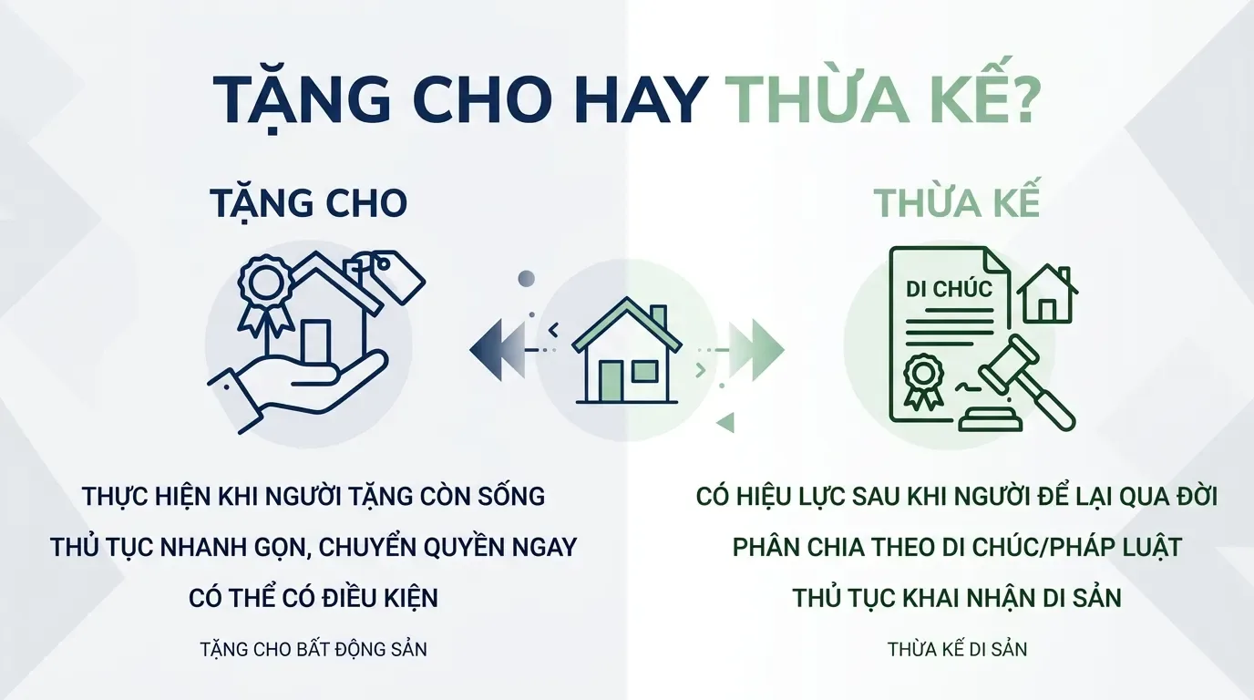So sánh tặng cho và thừa kế nhà đất.