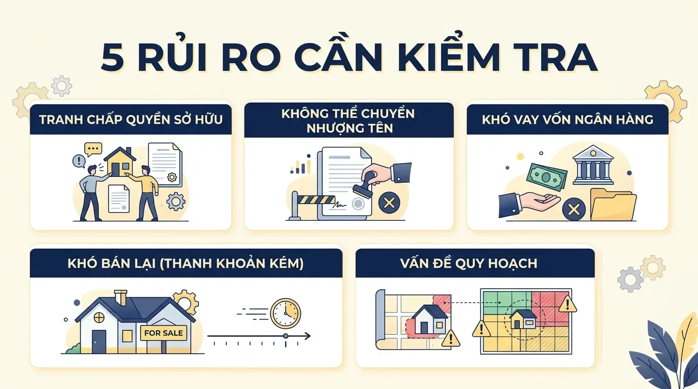 Rủi ro khi mua nhà đất không có sổ đỏ.