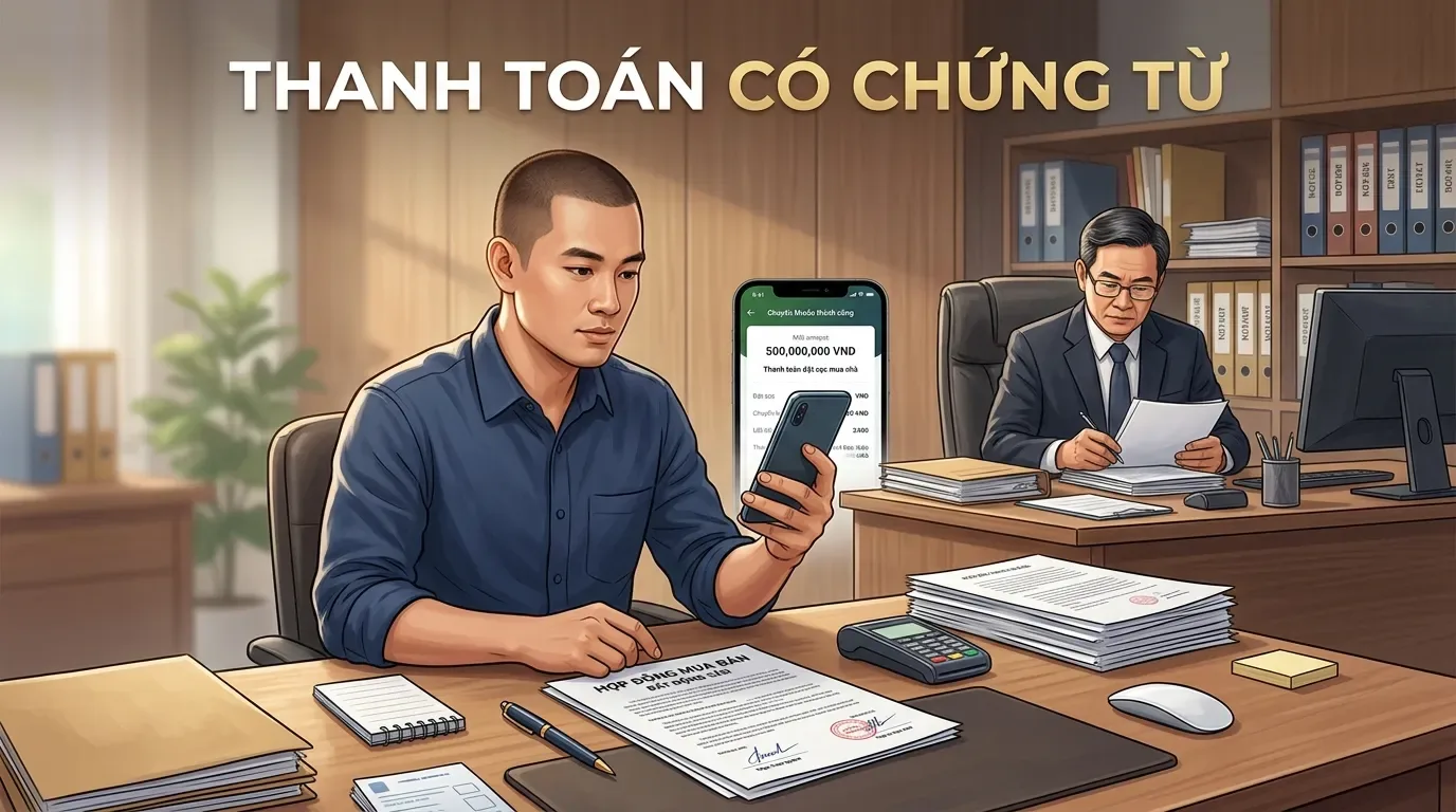 Thanh toán khi ký hợp đồng công chứng mua bán nhà đất.