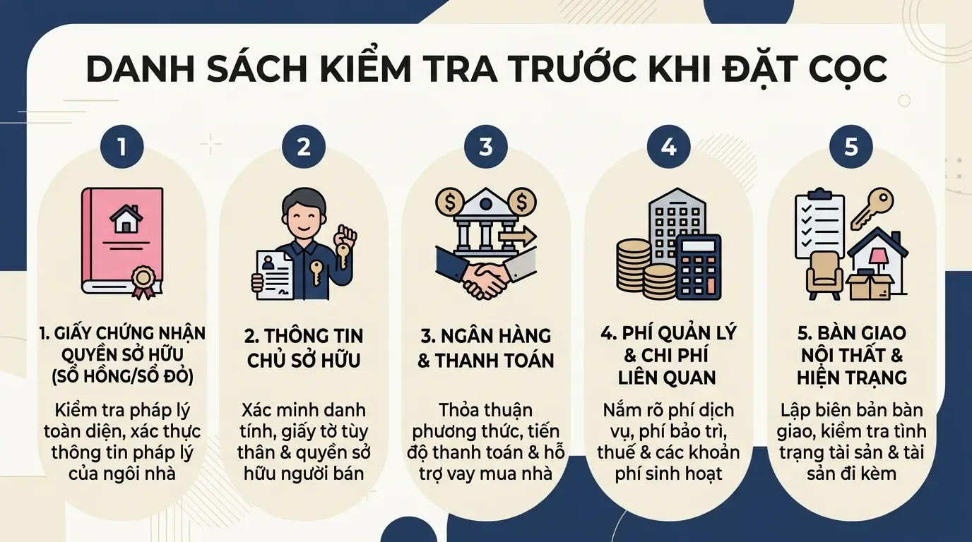 Checklist kiểm tra sổ hồng chung cư trước khi đặt cọc.