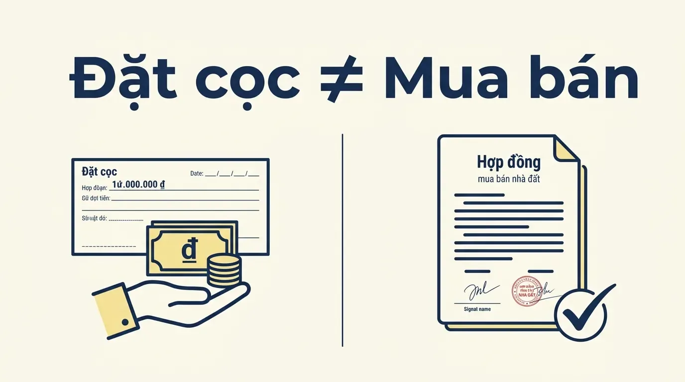 Phân biệt giấy đặt cọc và hợp đồng mua bán nhà đất.