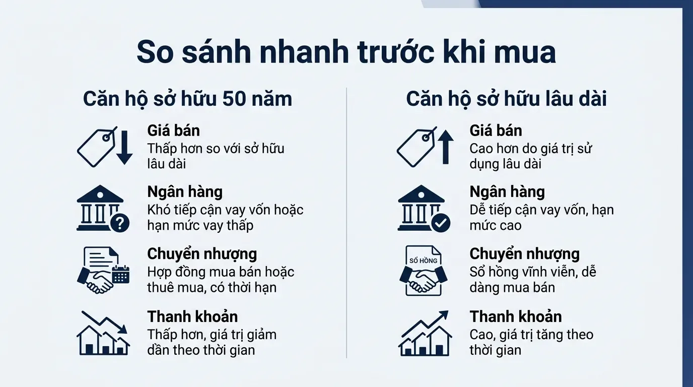 So sánh chung cư 50 năm và chung cư lâu dài