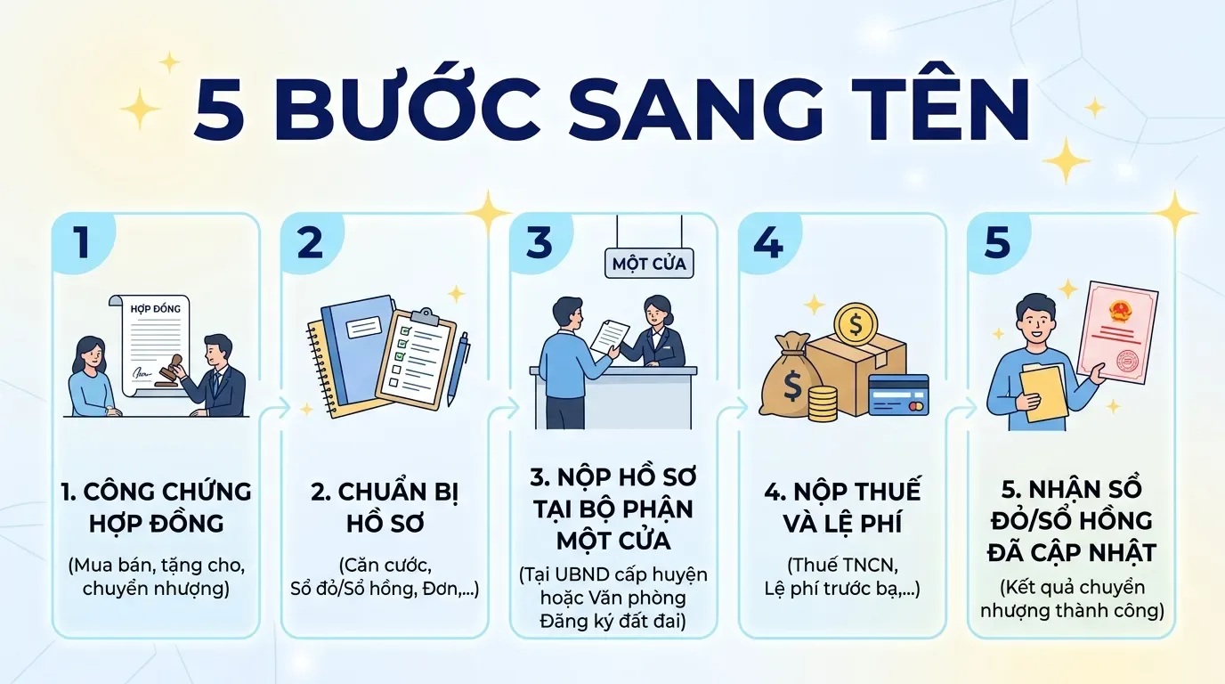 Quy trình sang tên nhà đất sau công chứng.
