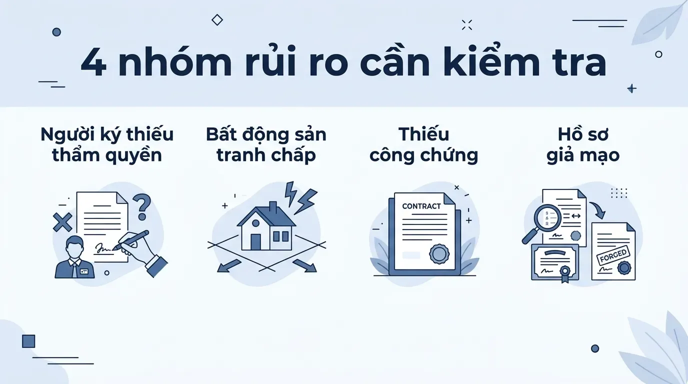 Infographic rủi ro hợp đồng mua bán nhà vô hiệu.