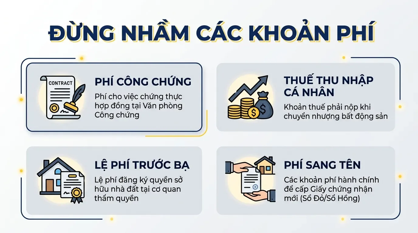 Phân biệt phí công chứng và chi phí sang tên nhà đất.