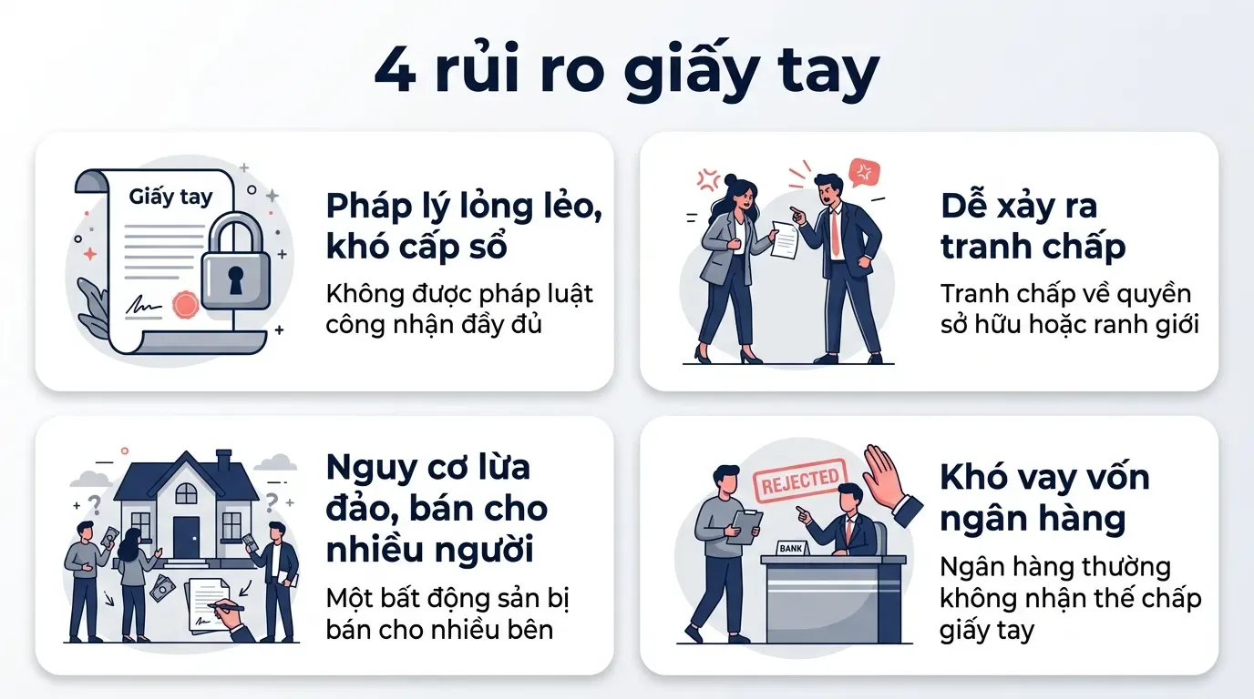 Rủi ro khi mua nhà đất bằng giấy tay.