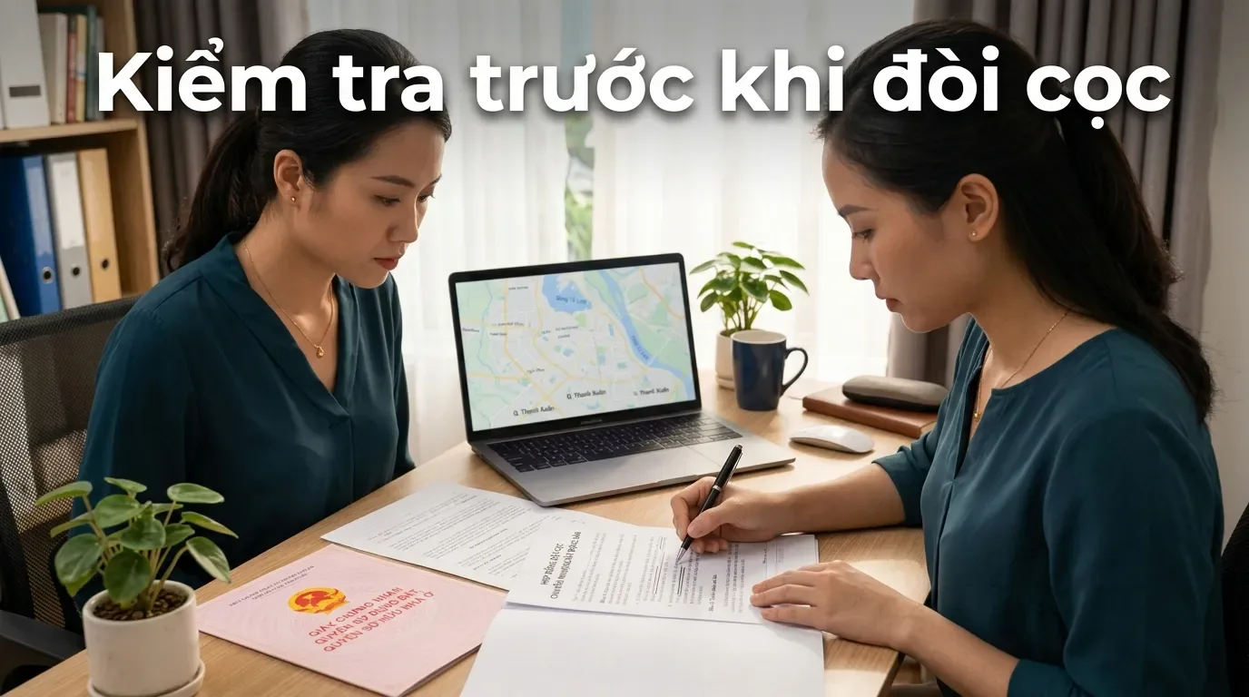 Kiểm tra giấy đặt cọc và pháp lý nhà đất.